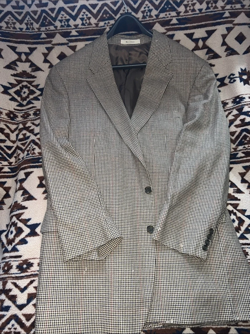 Men's Houndstooth Blazer - Brown & Tan